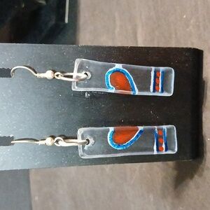 Hand made glass heart earrings